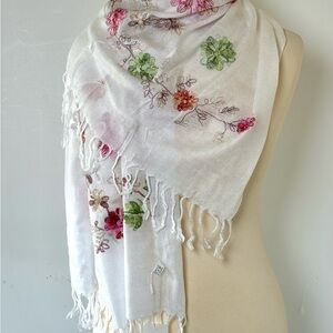 Scarf Sarong wrap Resort Wear Neck Scarf Floral Pink Green Orange 26 in x 66 in